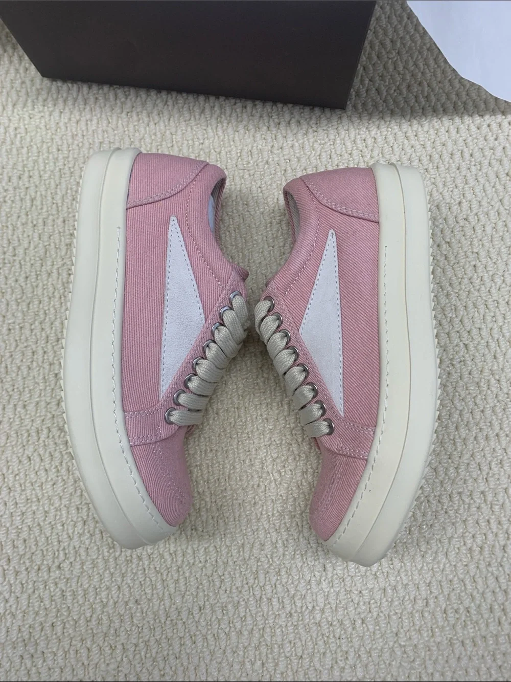 Women’s Pink Canvas Low-Top Platform Sneakers with Cream Sole